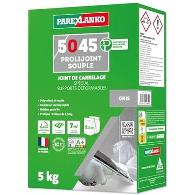 Parexlanko Joint de carrelage 5045 PROLIJOINT SOUPLE Gris 5kg - Publicité Parexlanko Joint de carrelage 5045 PROLIJOINT SOUPLE Gris 5kg - Publicité
