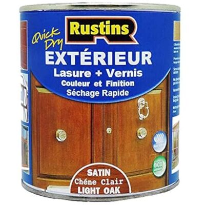 Rustins teinture pour bois extérieur et intérieur chêne clair satiné à séchage rapide avec finition vernis 500 ml 7,5 m² - Publicité Rustins teinture pour bois extérieur et intérieur chêne clair satiné à séchage rapide avec finition vernis 500 ml 7,5 m² - Publicité