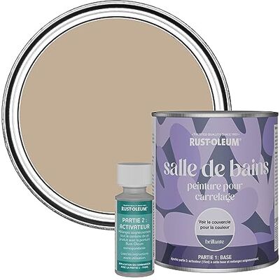 Rust-Oleum Peinture Brune Résistante à l'eau pour Carrelage de Salle de Bain, Finition Brillante Caramel Salé 750ml - Publicité Rust-Oleum Peinture Brune Résistante à l'eau pour Carrelage de Salle de Bain, Finition Brillante Caramel Salé 750ml - Publicité