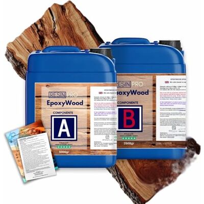 Resin Pro EPOXYWOOD 7,5 KG Résine époxy pour bois Résine pour revêtement protecteur, restauration, renfort pour bois, fibre de verre et métal - Publicité Resin Pro EPOXYWOOD 7,5 KG Résine époxy pour bois Résine pour revêtement protecteur, restauration, renfort pour bois, fibre de verre et métal - Publicité