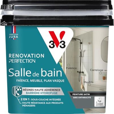 V33 Modèle 118061 - Peinture pour salle de bain gris anthracite - Publicité V33 Modèle 118061 - Peinture pour salle de bain gris anthracite - Publicité