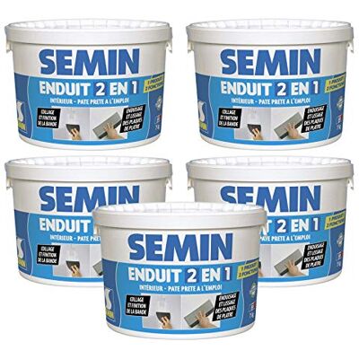 Semin Enduit 2 en 1 Multifonction Lot 5 x 7kg – Joint & Lissage Plaque de Plâtre, Enduit Prêt à l’Emploi Intérieur, Collage & Finition Bande à Joint, Qualité Professionnelle, Fabriqué en France - Publicité Semin Enduit 2 en 1 Multifonction Lot 5 x 7kg – Joint & Lissage Plaque de Plâtre, Enduit Prêt à l’Emploi Intérieur, Collage & Finition Bande à Joint, Qualité Professionnelle, Fabriqué en France - Publicité
