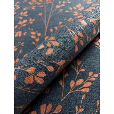 Newroom papier peint intissé bleu cuivre branchages floral salon - Publicité Newroom papier peint intissé bleu cuivre branchages floral salon - Publicité