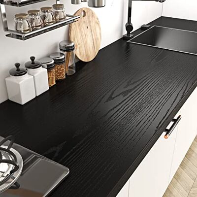 Livelynine Papier Peint Adhésif Bois Noir de 40CM*5M Papier Peint pour Porte Mur Comptoir Table Meuble Cuisine Commode Armoire Placard Film Adhésif pour Meuble Bois Noir Lavable Autocollant - Publicité Livelynine Papier Peint Adhésif Bois Noir de 40CM*5M Papier Peint pour Porte Mur Comptoir Table Meuble Cuisine Commode Armoire Placard Film Adhésif pour Meuble Bois Noir Lavable Autocollant - Publicité