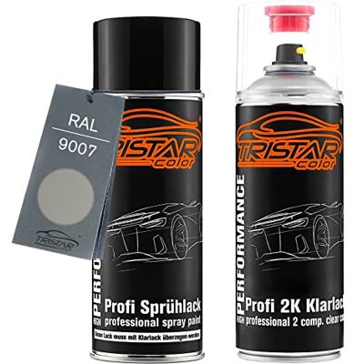 TRISTARcolor RAL 9007 Graualuminium Metallic bombe de peinture + vernis 2K mat Kit peinture de base + vernis 2K, bombes aérosols 400 ml, à séchage rapide - Publicité TRISTARcolor RAL 9007 Graualuminium Metallic bombe de peinture + vernis 2K mat Kit peinture de base + vernis 2K, bombes aérosols 400 ml, à séchage rapide - Publicité