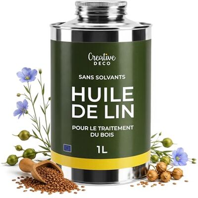 Creative Huile de Lin pour Bois 1 L avec Cire de Carnauba Huile Bois Intérieur Extérieur Incolore, Protection Bois pour Meubles, Portes, Clôtures, Sans Solvant, Vegan - Publicité Creative Huile de Lin pour Bois 1 L avec Cire de Carnauba Huile Bois Intérieur Extérieur Incolore, Protection Bois pour Meubles, Portes, Clôtures, Sans Solvant, Vegan - Publicité