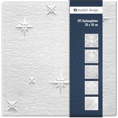 MARBET DESIGN - Zima - 50x50 cm - EPS Blanc - Dalles de plafond - Publicité MARBET DESIGN - Zima - 50x50 cm - EPS Blanc - Dalles de plafond - Publicité