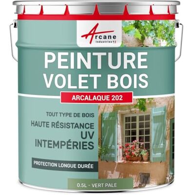 ARCANE INDUSTRIES Peinture volet Bois extérieur Résistance UV et intempéries Haut Pouvoir Couvrant ARCALQUE 202-0.5 L Vert Pâle RAL 6021 - Publicité ARCANE INDUSTRIES Peinture volet Bois extérieur Résistance UV et intempéries Haut Pouvoir Couvrant ARCALQUE 202-0.5 L Vert Pâle RAL 6021 - Publicité