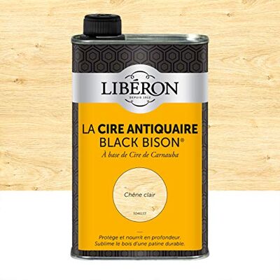 Libéron Cire Antiquaire Black Bison Liquide, Chêne Clair, 0,5L A base de cire de Carnauba, Protège et nourrit en profondeur, Sublime le bois d'une patine durable - Publicité Libéron Cire Antiquaire Black Bison Liquide, Chêne Clair, 0,5L A base de cire de Carnauba, Protège et nourrit en profondeur, Sublime le bois d'une patine durable - Publicité