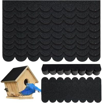 BJHYIZ Lot de 32 bardeaux de toit pour nichoir à oiseaux Mini bardeaux de toit pour maison de fléchettes, imperméable, en feutre de toit, autocollant, noir, bardeaux en bitume pour - Publicité BJHYIZ Lot de 32 bardeaux de toit pour nichoir à oiseaux Mini bardeaux de toit pour maison de fléchettes, imperméable, en feutre de toit, autocollant, noir, bardeaux en bitume pour - Publicité