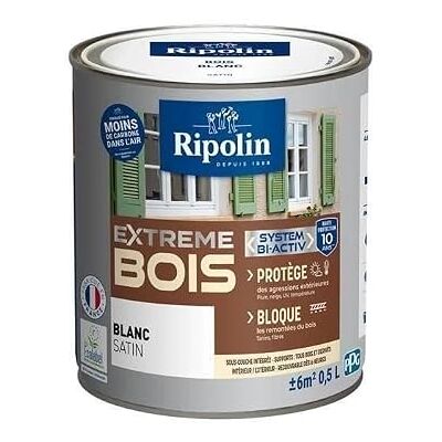 Peinture Bois Satin Microporeuse Blanche Ripolin - Peinture - Publicité Peinture Bois Satin Microporeuse Blanche Ripolin - Peinture - Publicité