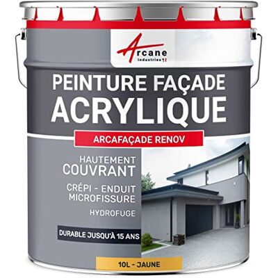 ARCANE INDUSTRIES Peinture Façade Hydrofuge Acrylique Mur, Crépi, Béton Imperméable Haute Résistance 15 Ans 10 L (+ ou 60 m² en 1 Couche) Jaune RAL 080 80 60 - Publicité ARCANE INDUSTRIES Peinture Façade Hydrofuge Acrylique Mur, Crépi, Béton Imperméable Haute Résistance 15 Ans 10 L (+ ou 60 m² en 1 Couche) Jaune RAL 080 80 60 - Publicité