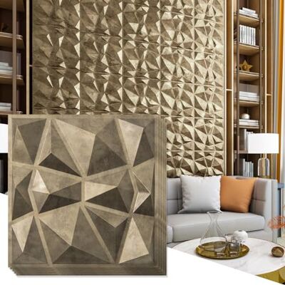 Art3d Lot de 12 Panneaux Muraux 3D en PVC Motif Diamant Doré Antique 3m²,50×50cm,Salon,Chambre ,Bureau - Publicité Art3d Lot de 12 Panneaux Muraux 3D en PVC Motif Diamant Doré Antique 3m²,50×50cm,Salon,Chambre ,Bureau - Publicité