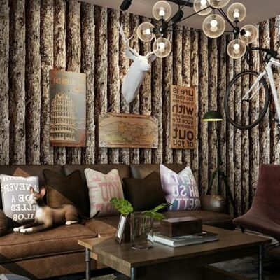 ESSMOKO Papier Peint décoratif 3D en PVC imperméable effet bois rétro imitation écorce pour restaurant café hôtel ébène 53 * 950cm - Publicité ESSMOKO Papier Peint décoratif 3D en PVC imperméable effet bois rétro imitation écorce pour restaurant café hôtel ébène 53 * 950cm - Publicité
