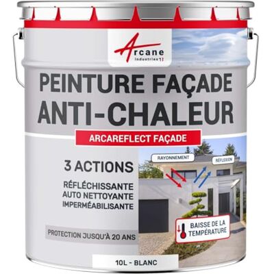 ARCANE INDUSTRIES Peinture Façade Réfléchissante Anti-Chaleur Hydrofuge 10 L Blanc Façade Réfléchissante Anti-Chaleur, Hydrofuge, Auto-Lavable, Résiste aux Uv, Laisse Respirer le Support - Publicité ARCANE INDUSTRIES Peinture Façade Réfléchissante Anti-Chaleur Hydrofuge 10 L Blanc Façade Réfléchissante Anti-Chaleur, Hydrofuge, Auto-Lavable, Résiste aux Uv, Laisse Respirer le Support - Publicité