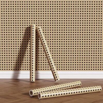 ESSMOKO Papier peint PVC 3D motif nid d'abeille style chinois tissage de bambou rétro autocollant décoration pour chambre d'hôtel magasin 45 * 300 cm - Publicité ESSMOKO Papier peint PVC 3D motif nid d'abeille style chinois tissage de bambou rétro autocollant décoration pour chambre d'hôtel magasin 45 * 300 cm - Publicité