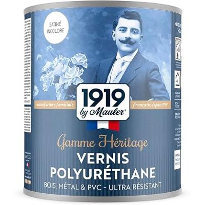 MAULER Vernis Polyuréthane Bois, Métal, PVC Satin Incolore 1L Lavable Résistance Extrême Technologie Haut Extrait Sec Résine Alkyde Uréthane Manufacture depuis 1919 - Publicité MAULER Vernis Polyuréthane Bois, Métal, PVC Satin Incolore 1L Lavable Résistance Extrême Technologie Haut Extrait Sec Résine Alkyde Uréthane Manufacture depuis 1919 - Publicité