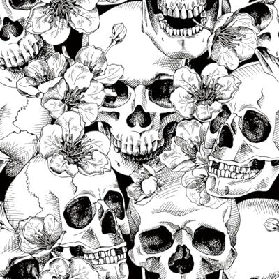 AMIGO Papier Peint Noir et Blanc Sugar Skull Style Gothique Vinyle Adhésif Pelable avec Motif Floral, pour Chambre à Coucher et murs d'Accentuation 44cm x 5m - Publicité AMIGO Papier Peint Noir et Blanc Sugar Skull Style Gothique Vinyle Adhésif Pelable avec Motif Floral, pour Chambre à Coucher et murs d'Accentuation 44cm x 5m - Publicité