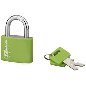 THIRARD Cadenas à Clé Type 1 Modèle 30 mm Aluminium Anse Acier Cémenté Nickelé Mécanisme à Goupilles Double Ancrage 2 Clés Laiton Nickelé Vert - Publicité THIRARD Cadenas à Clé Type 1 Modèle 30 mm Aluminium Anse Acier Cémenté Nickelé Mécanisme à Goupilles Double Ancrage 2 Clés Laiton Nickelé Vert - Publicité