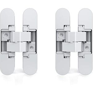 Emuca Charnière invisible pour portes, Lot de 2 charnières invisibles pour portes lourdes, charge de 40 kg, ouverture de 180º, zamak, blanc. Publicité Emuca Charnière invisible pour portes, Lot de 2 charnières invisibles pour portes lourdes, charge de 40 kg, ouverture de 180º, zamak, blanc. Publicité