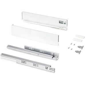 Emuca Kit tiroir pour cuisine et bain, hauteur 93mm, profondité 450mm, 30 Kg, fermeture amortie, panneaux non incluses, Acier, Blanc - Publicité Emuca Kit tiroir pour cuisine et bain, hauteur 93mm, profondité 450mm, 30 Kg, fermeture amortie, panneaux non incluses, Acier, Blanc - Publicité