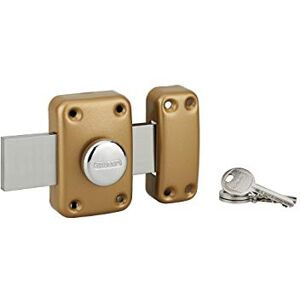 THIRARD Verrou à bouton Apache, porte de garage, cylindre 30 mm, pêne 160 mm, acier, 3 clés, époxy or, haute sécurité, réversible, serrure à encastrer, protection arrachement, - Publicité THIRARD Verrou à bouton Apache, porte de garage, cylindre 30 mm, pêne 160 mm, acier, 3 clés, époxy or, haute sécurité, réversible, serrure à encastrer, protection arrachement, - Publicité