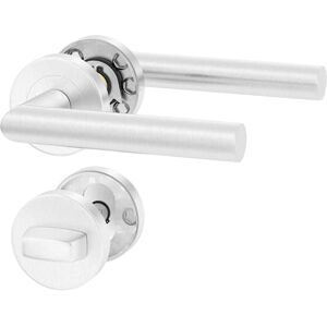 ERGO line NINA Poignée de porte d'intérieur, acier inoxydable, pour les portes de salle de bains, paire de poignées de porte sur rosaces rondes, garnitures de porte, poignée - Publicité ERGO line NINA Poignée de porte d'intérieur, acier inoxydable, pour les portes de salle de bains, paire de poignées de porte sur rosaces rondes, garnitures de porte, poignée - Publicité