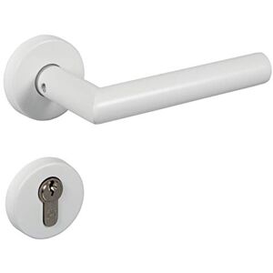 Gedotec Poignee de Porte en Acier Inoxydable   CHAPO   1 Kit Poignée rosace en forme de L, vis incluses   Blanche Mate   Cylindre PZ   Garniture porte vintage sur rosace ronde pour portes intérieures - Publicité Gedotec Poignee de Porte en Acier Inoxydable   CHAPO   1 Kit Poignée rosace en forme de L, vis incluses   Blanche Mate   Cylindre PZ   Garniture porte vintage sur rosace ronde pour portes intérieures - Publicité