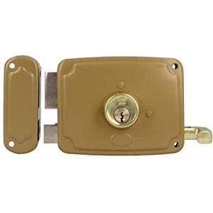 Amig Serrure à Jante Gauche avec Levier de Fermeture, Languette et Poignée Acier Doré Mesure: 120 x 95 mm Pour les portes d'entrée ou de passage en bois. Publicité Amig Serrure à Jante Gauche avec Levier de Fermeture, Languette et Poignée Acier Doré Mesure: 120 x 95 mm Pour les portes d'entrée ou de passage en bois. Publicité