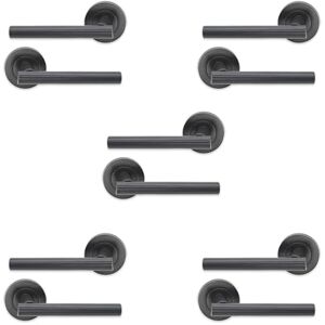 Infinity Lot de 5 poignées de porte à levier en T sur rosace en gris métallisé – Décoration infini - Publicité Infinity Lot de 5 poignées de porte à levier en T sur rosace en gris métallisé – Décoration infini - Publicité