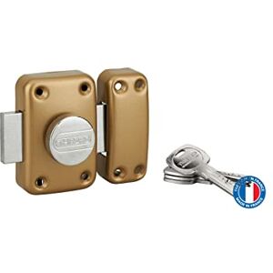 THIRARD Verrou à Bouton Trafic 6 Porte d'Entrée Cylindre Laiton à 6 Goupilles 4 Clés Plates Réversibles Sécurité Domestique Coffre 90 mm x 60 mm Ø 23 mm x 45 mm Époxy Or - Publicité THIRARD Verrou à Bouton Trafic 6 Porte d'Entrée Cylindre Laiton à 6 Goupilles 4 Clés Plates Réversibles Sécurité Domestique Coffre 90 mm x 60 mm Ø 23 mm x 45 mm Époxy Or - Publicité