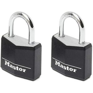 Master Lock 9130EURTBLK Lot de 2 Cadenas à Clé en Aluminium Massif recouvert de Vinyle, noir, 3 x 5,2 x 1,6 cm - Publicité Master Lock 9130EURTBLK Lot de 2 Cadenas à Clé en Aluminium Massif recouvert de Vinyle, noir, 3 x 5,2 x 1,6 cm - Publicité