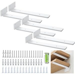 Batonca Equerre etagere murale Paquet de 6 supports muraux pour étagères Supports d'étagère noirs Supports en L en métal robuste pour montage mural (Blanc, 25 cm/10 pouces) - Publicité Batonca Equerre etagere murale Paquet de 6 supports muraux pour étagères Supports d'étagère noirs Supports en L en métal robuste pour montage mural (Blanc, 25 cm/10 pouces) - Publicité
