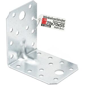 Lun Fix 1 Equerre metal renforcées 70x70x55x2 mm, connecteurs bois galvanisés avec nervure, équerre support d'angle droit perforée pour menuiserie, fixation meuble, clôture, construction bois - Publicité Lun Fix 1 Equerre metal renforcées 70x70x55x2 mm, connecteurs bois galvanisés avec nervure, équerre support d'angle droit perforée pour menuiserie, fixation meuble, clôture, construction bois - Publicité