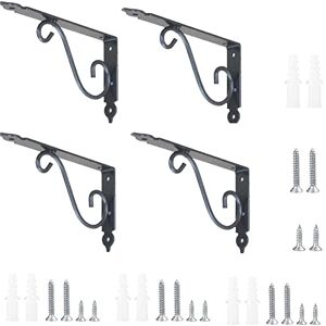 yufana Equerres Etageres Murale en Fer Forgé,4 Pcs Supports Triangulaires de 90 Degrés Équerres de Fixation,150x 110 mm Supports en Forme de L Acier Inoxydable,avec Vis(Noir) - Publicité yufana Equerres Etageres Murale en Fer Forgé,4 Pcs Supports Triangulaires de 90 Degrés Équerres de Fixation,150x 110 mm Supports en Forme de L Acier Inoxydable,avec Vis(Noir) - Publicité