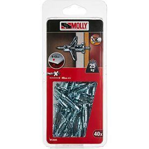 Molly M12025-XJ Chevilles auto foreuses avec vis M4 Ø 4 x 35 mm, Gris, Set de 40 Pièces - Publicité Molly M12025-XJ Chevilles auto foreuses avec vis M4 Ø 4 x 35 mm, Gris, Set de 40 Pièces - Publicité