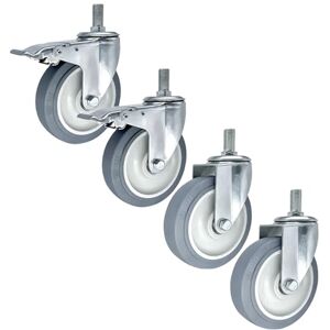 TYYCKJ Lot de 4 roulettes pivotantes à tige filetée M14/M16/M20 de 7,6 cm, 10,2 cm, 12,7 cm avec freins, silencieuses, pour chariots de meubles et usage intensif (125 mm, M14 x 30 mm) - Publicité TYYCKJ Lot de 4 roulettes pivotantes à tige filetée M14/M16/M20 de 7,6 cm, 10,2 cm, 12,7 cm avec freins, silencieuses, pour chariots de meubles et usage intensif (125 mm, M14 x 30 mm) - Publicité