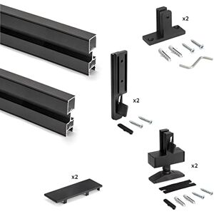 Emuca Kit de profils avec ferrures pour Montage en L, Aluminium et Zamak, Noir texturé, 2 unités - Publicité Emuca Kit de profils avec ferrures pour Montage en L, Aluminium et Zamak, Noir texturé, 2 unités - Publicité