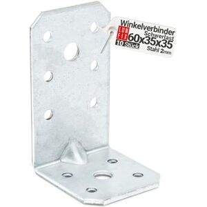 Lun Fix 10 Equerre metal renforcées 60x35x35x2 mm, connecteurs bois galvanisés avec nervure, équerre support d'angle droit perforée pour menuiserie, fixation meuble, clôture, construction bois - Publicité Lun Fix 10 Equerre metal renforcées 60x35x35x2 mm, connecteurs bois galvanisés avec nervure, équerre support d'angle droit perforée pour menuiserie, fixation meuble, clôture, construction bois - Publicité