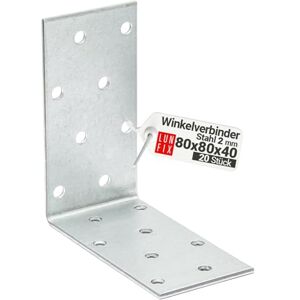 Lun Fix Équerre fixation métal angle large 80x80x40x2,0 mm, acier 2,0 mm, 20 pièces, connecteur angle meuble, équerre assemblage bois, equerre perforée galvanisée, support étagère murale, - Publicité Lun Fix Équerre fixation métal angle large 80x80x40x2,0 mm, acier 2,0 mm, 20 pièces, connecteur angle meuble, équerre assemblage bois, equerre perforée galvanisée, support étagère murale, - Publicité