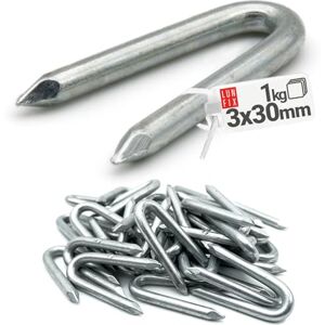 Lun Fix Crampillon acier galvanisé 3x30 mm, 1 kg env. 305 pcs, crampillons pour cloture, clous en U, clou double pointe, grillage a poule, treillis, piquet bois, piquet cloture, - Publicité Lun Fix Crampillon acier galvanisé 3x30 mm, 1 kg env. 305 pcs, crampillons pour cloture, clous en U, clou double pointe, grillage a poule, treillis, piquet bois, piquet cloture, - Publicité