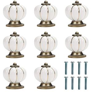 Kurtzy Bouton Ceramique Meuble Blanc et Or avec Vis en Forme de Citrouille (Lot de 8) 3,6 x 3,9 cm Bouton de Meuble Rond Vintage Pour Maison, Bureau, Armoire de Cuisine, Tiroirs et Placard - Publicité Kurtzy Bouton Ceramique Meuble Blanc et Or avec Vis en Forme de Citrouille (Lot de 8) 3,6 x 3,9 cm Bouton de Meuble Rond Vintage Pour Maison, Bureau, Armoire de Cuisine, Tiroirs et Placard - Publicité