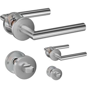 HENYIN Lot de 2 poignées de porte à levier en acier inoxydable avec bouton de salle de bain, poignée de serrure de porte à mortaise, couleur argent (SO2-103BK-2) - Publicité HENYIN Lot de 2 poignées de porte à levier en acier inoxydable avec bouton de salle de bain, poignée de serrure de porte à mortaise, couleur argent (SO2-103BK-2) - Publicité