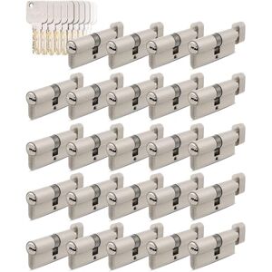 GERCAR Lot de 24 cylindres à bouton 45/45 à fermeture identique 24 cylindres de serrure avec bouton et 120 clés Serrure de porte 90 mm Longueur : 90 mm A : 45 B : 45 Laiton mat - Publicité GERCAR Lot de 24 cylindres à bouton 45/45 à fermeture identique 24 cylindres de serrure avec bouton et 120 clés Serrure de porte 90 mm Longueur : 90 mm A : 45 B : 45 Laiton mat - Publicité