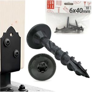 Lun Fix Lot de 10 vis à bois 6 x 40 mm, avec tête disque, vis Torx galvanisées pour supports de poteaux, vis pour construction sèche, fixation pour panneaux acoustiques en bois, extérieur noir - Publicité Lun Fix Lot de 10 vis à bois 6 x 40 mm, avec tête disque, vis Torx galvanisées pour supports de poteaux, vis pour construction sèche, fixation pour panneaux acoustiques en bois, extérieur noir - Publicité