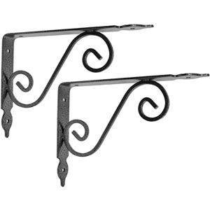 AERZETIX C57274 Lot de 2 Consoles d'étagères décoratives 190x140x25 mm couleur: gris "effet fer forgé" supports équerres renforcées à angle droit pour fixation murale en acier - Publicité AERZETIX C57274 Lot de 2 Consoles d'étagères décoratives 190x140x25 mm couleur: gris "effet fer forgé" supports équerres renforcées à angle droit pour fixation murale en acier - Publicité