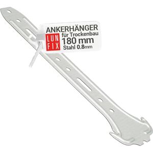 Lun Fix Suspentes directes 180 mm en acier galvanisé 0,8 mm, fixation placo pour profilé CD 60/27 et suspension bois, support plafond anticorrosion pour cloisons sèches, lot de 1 pièces - Publicité Lun Fix Suspentes directes 180 mm en acier galvanisé 0,8 mm, fixation placo pour profilé CD 60/27 et suspension bois, support plafond anticorrosion pour cloisons sèches, lot de 1 pièces - Publicité