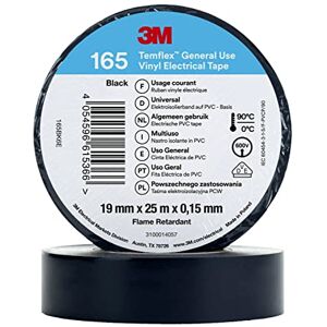 3M Temflex de ruban adhésif en vinyle 165 Noir 19 mm x 25 m, 10 rouleaux - Publicité 3M Temflex de ruban adhésif en vinyle 165 Noir 19 mm x 25 m, 10 rouleaux - Publicité