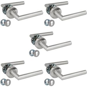 Amig Lot de 5 poignées de porte sur rosace 136 x Ø53 mm Design Élégant et Simple Idéal pour votre maison ou bureau Acier Inoxydable Argenté Mat Inclut Entrée de Clé pour Cylindres - Publicité Amig Lot de 5 poignées de porte sur rosace 136 x Ø53 mm Design Élégant et Simple Idéal pour votre maison ou bureau Acier Inoxydable Argenté Mat Inclut Entrée de Clé pour Cylindres - Publicité