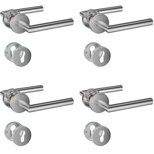 HENYIN Lot de 4 poignées de porte à levier en acier inoxydable avec écusson à trou cylindrique, poignée de serrure de porte à mortaise, couleur argent (SO2-103C-4) - Publicité HENYIN Lot de 4 poignées de porte à levier en acier inoxydable avec écusson à trou cylindrique, poignée de serrure de porte à mortaise, couleur argent (SO2-103C-4) - Publicité